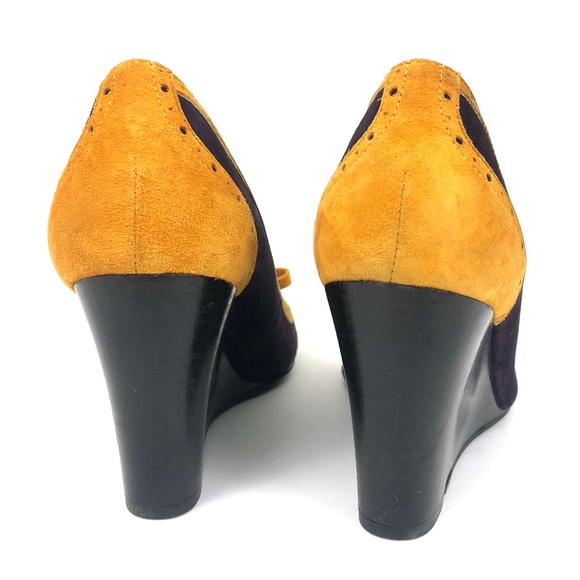 J. Crew Etta Suede Leather Peep Toe Wedge Heel - Picture 6 of 7